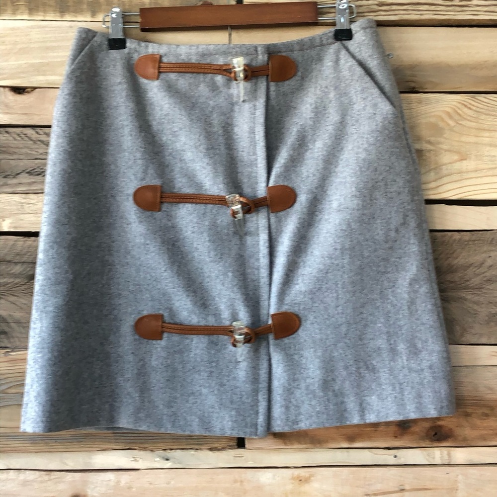LIZ CLAIBORNE grey wool skirt with leather size 10